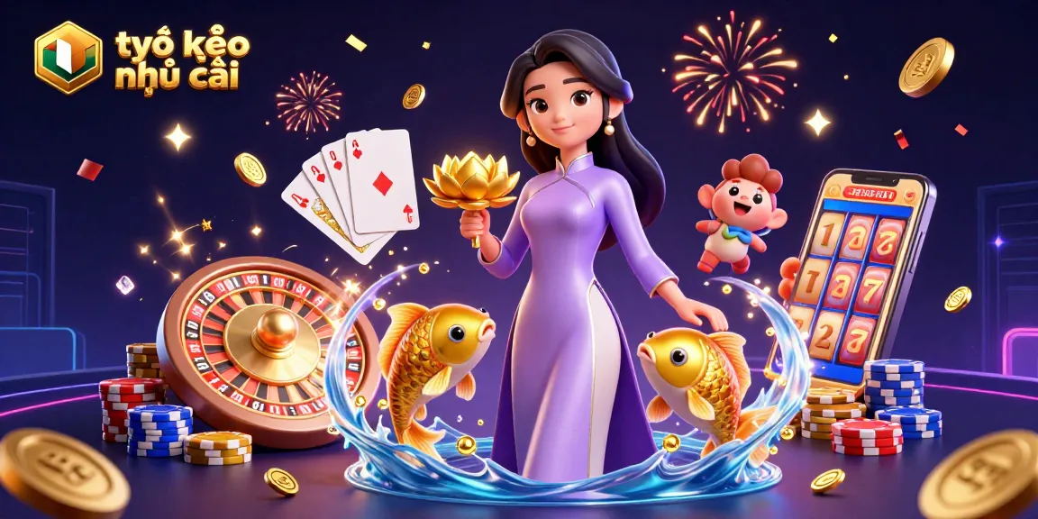 Experience tỷ lệ kèo nhà cái with vibrant casino elements in a dynamic 3D scene.