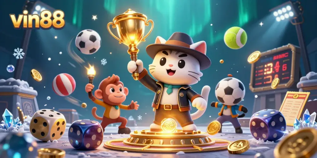 Bet large and win big with vin88 in a vibrant, dynamic casino-themed treasure hunt.