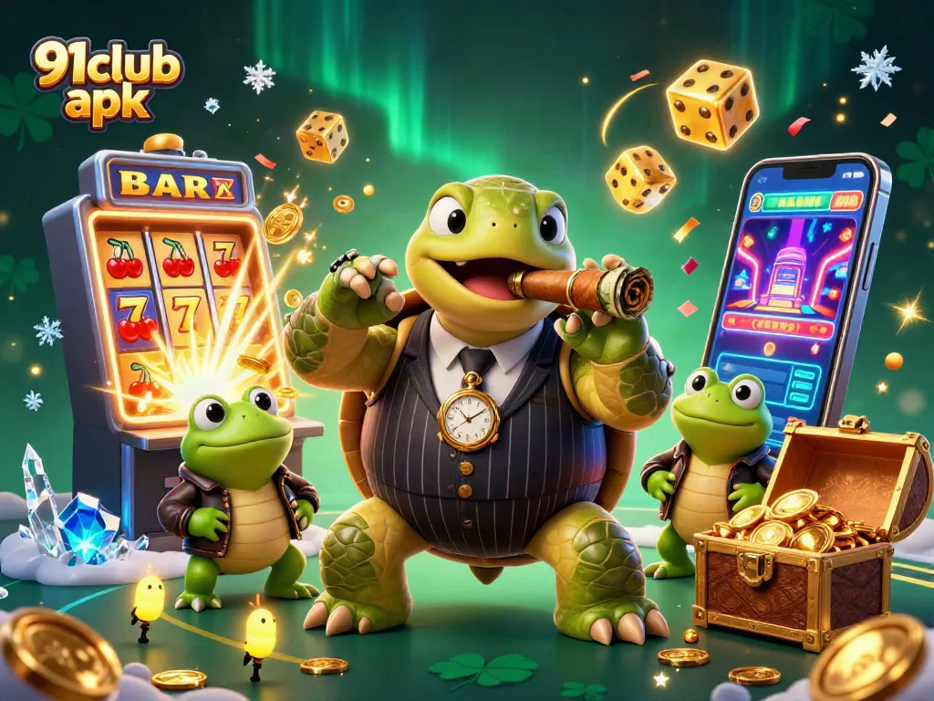 Win exciting rewards with the 91club apk in a vibrant casino-themed illustration.