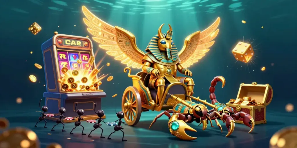 Spin to win with cd44 at an exciting casino scene featuring vibrant characters and jackpots.