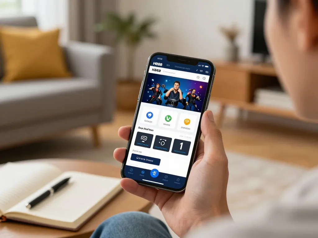 HB88 đăng nhập interface displayed on a smartphone in a cozy living room setting, showcasing vibrant betting options.