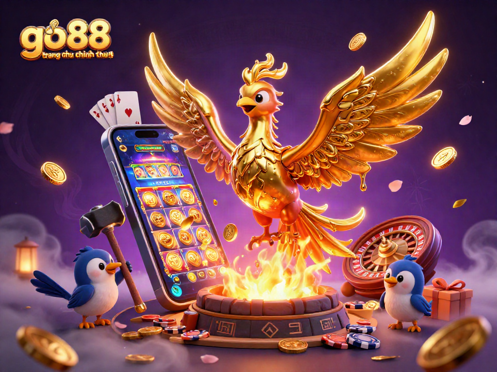 Win big with go88 trang chu chinh thuc in this dynamic 3D casino scene filled with gold and gaming excitement.