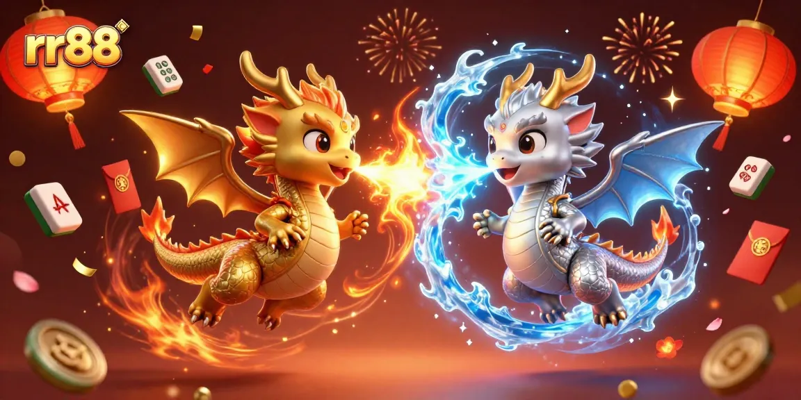Experience exciting gameplay at rr88, featuring gold and silver dragons in an exhilarating casino scene.