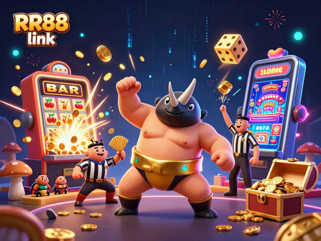 Engage in casino excitement with RR88 link and catch the thrilling action in this vibrant 3D illustration.