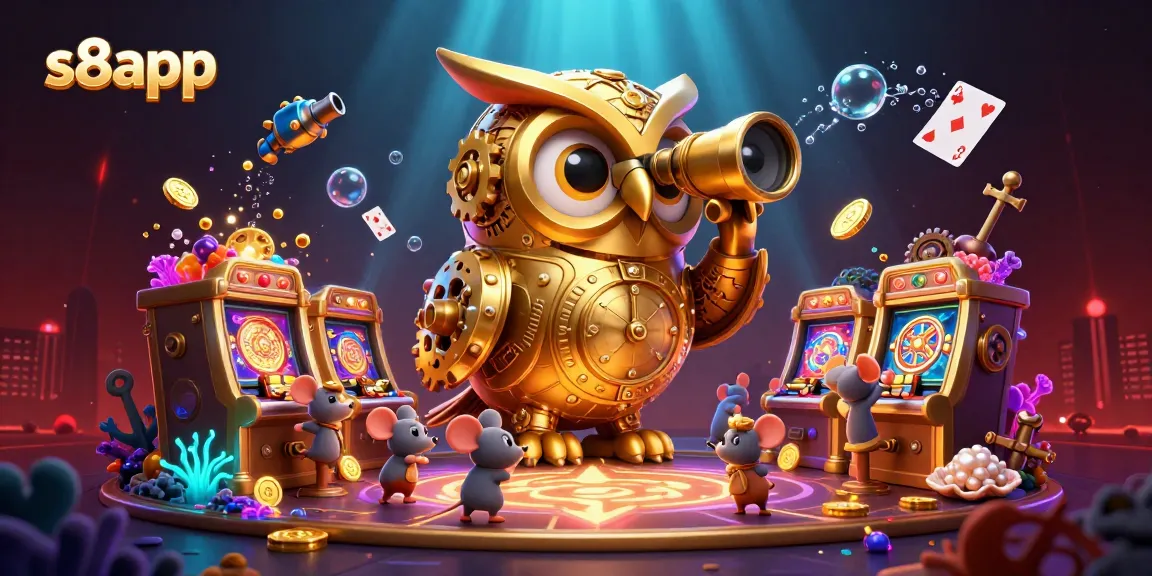 S8app offers an exciting online casino experience with vibrant games and thrilling promotions showcased in a colorful illustration.