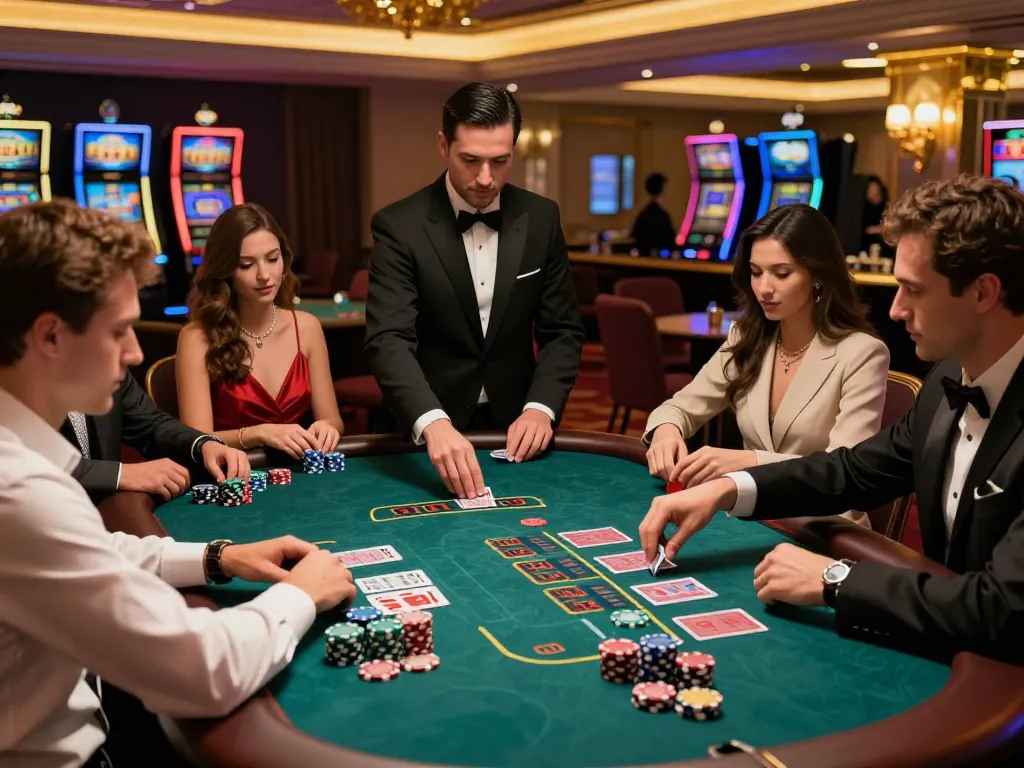 Engaging gameplay at the rokok88 blackjack table, showcasing strategic betting and player focus.
