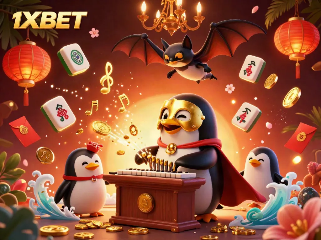 Experience thrilling gaming action with 1XBET, featuring vibrant characters and rich casino elements.