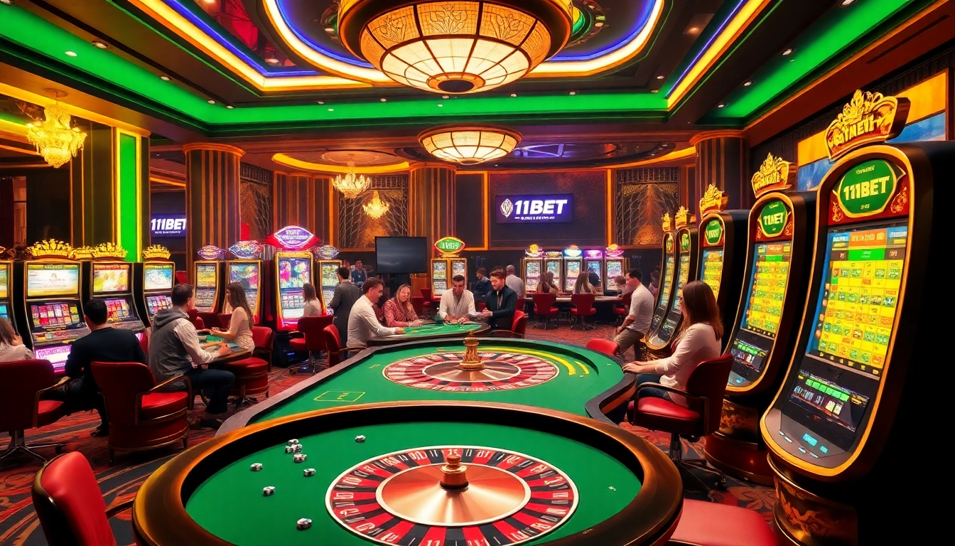 Experience the thrill of gambling at 11BET with a vibrant casino atmosphere featuring poker and roulette.