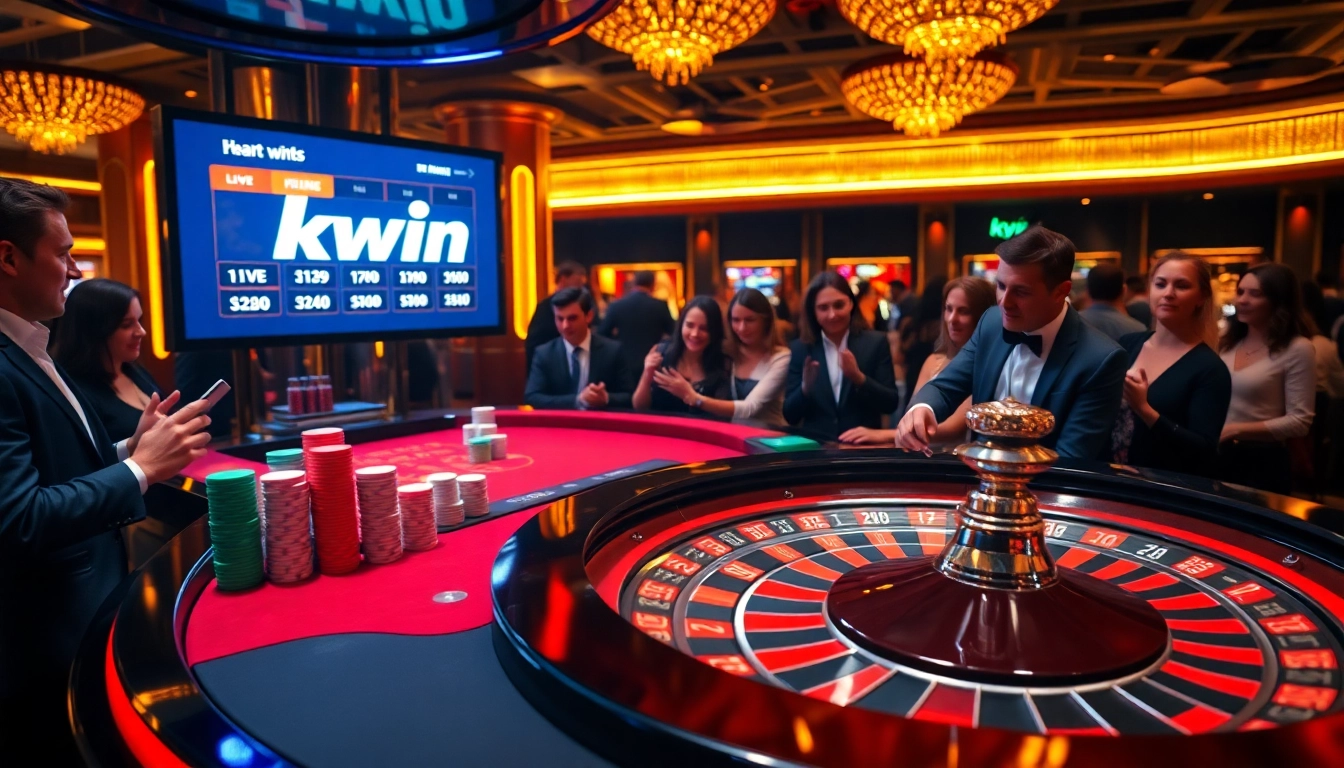 Kwin gambling excitement illustrated by an engaging roulette table scene.
