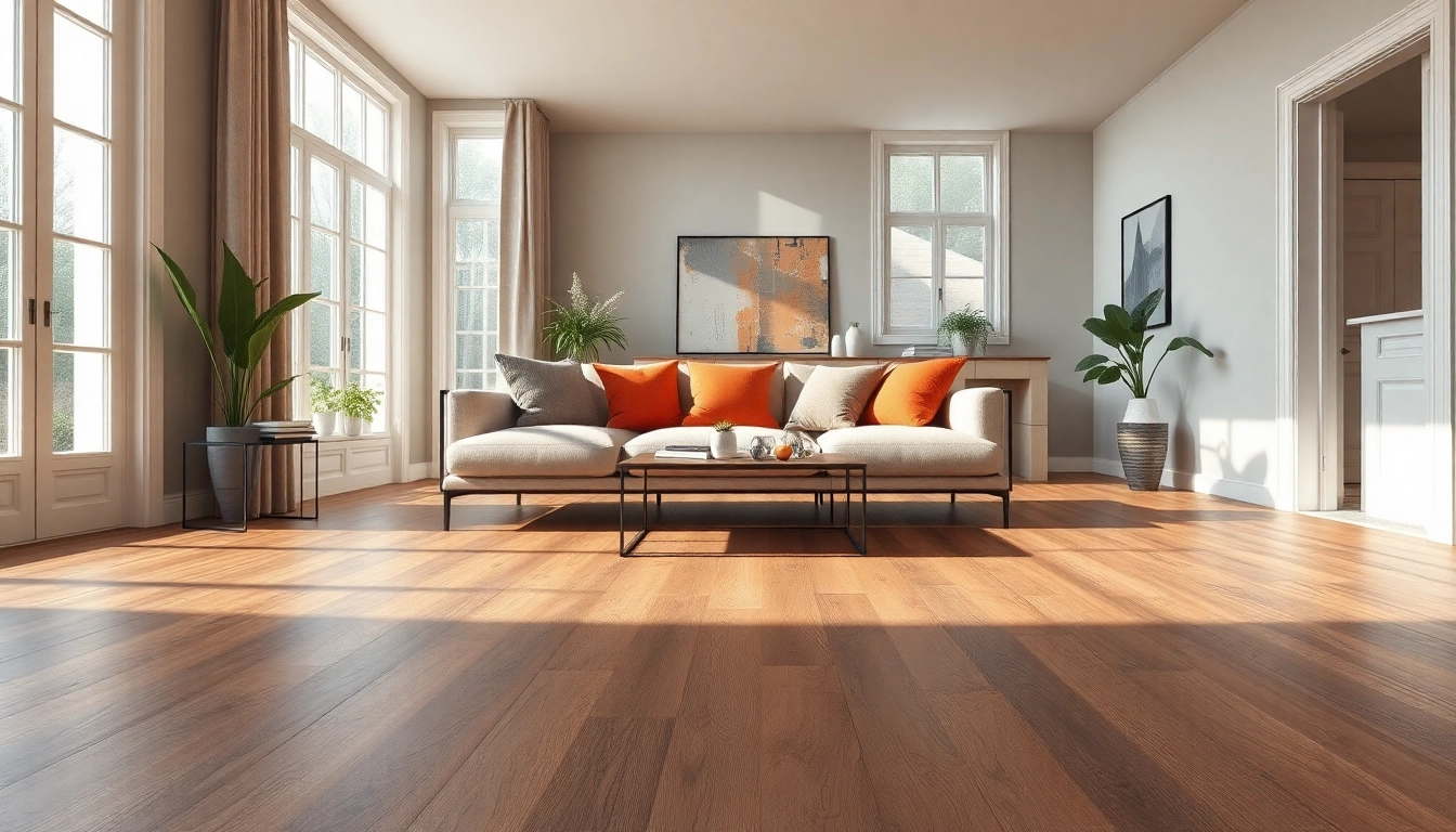 Discover stunning vinyl flooring near me in this modern living room with natural light.