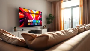 Experience iron IPTV on a sleek TV in a modern living room with vibrant content.