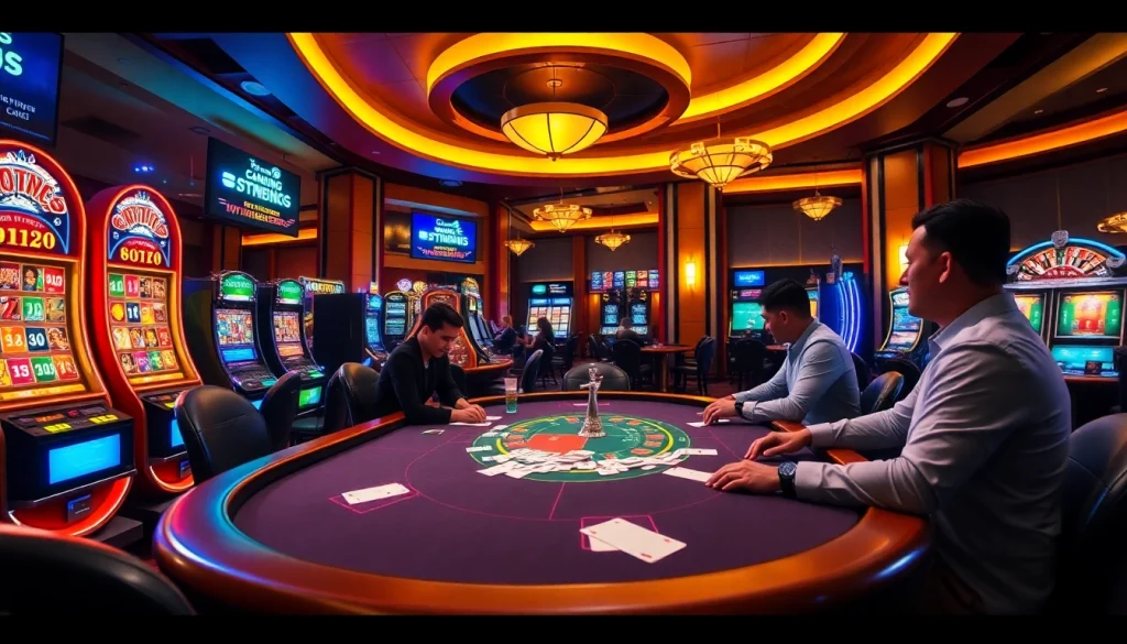 Experience the excitement of gambling at https://mm88.in.net/ with a lively poker game and slot machines.