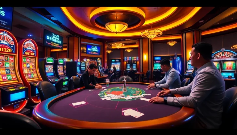 Experience the excitement of gambling at https://mm88.in.net/ with a lively poker game and slot machines.