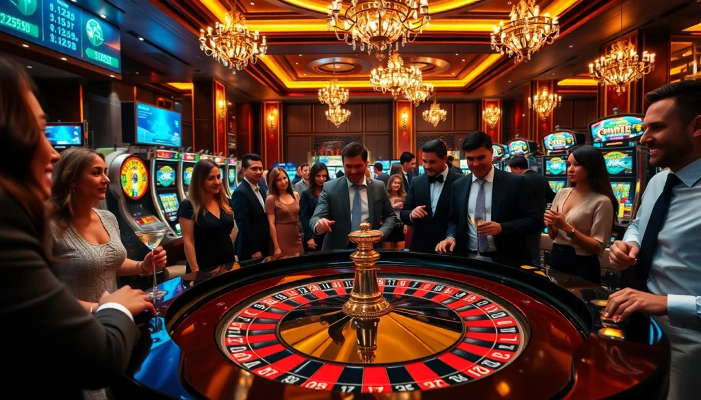Experience the thrill of online gambling with https://f168.studio/ featuring an exciting roulette table and vibrant casino atmosphere.