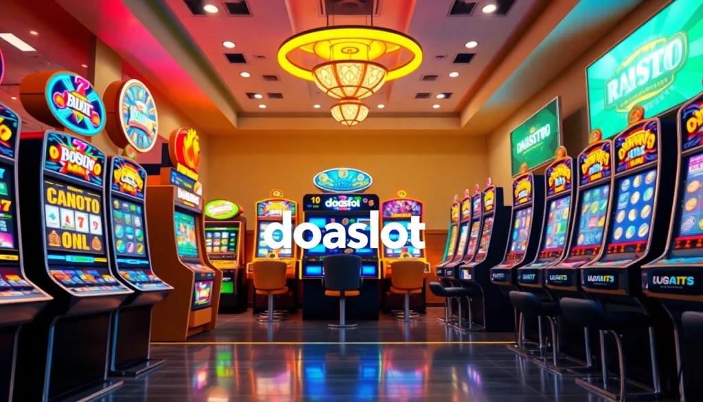 Experience the thrill of doaslot gaming with vibrant online slot machines in a lively environment.