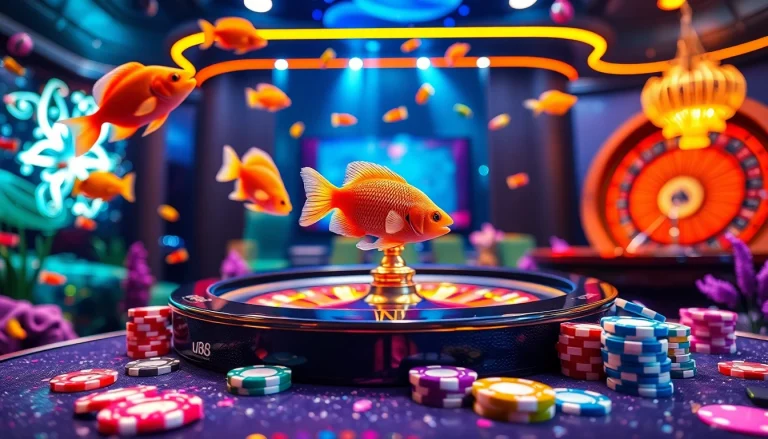 Experience bắn cá uk88 with vibrant casino visuals featuring colorful gameplay and stylish gambling elements.