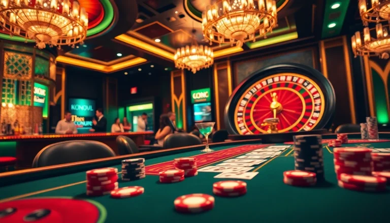 S8 club showcasing an exciting casino environment with poker tables and roulette, emphasizing luxury and thrill.