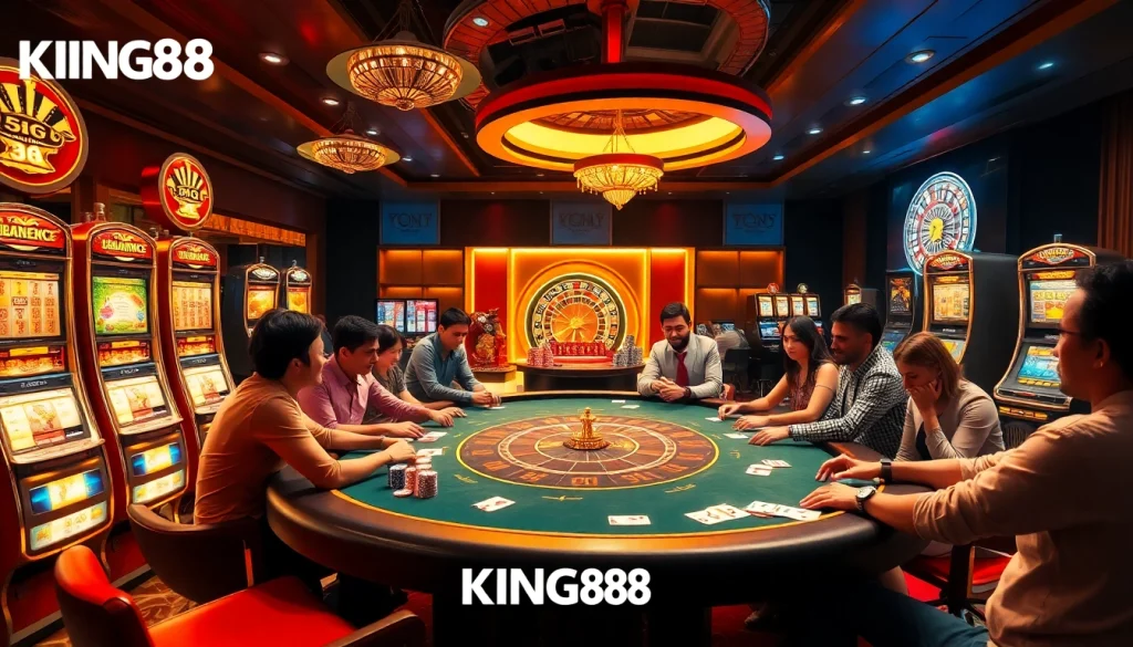 Experience the thrill at https://king88.limited/ with players enjoying a luxurious casino atmosphere.