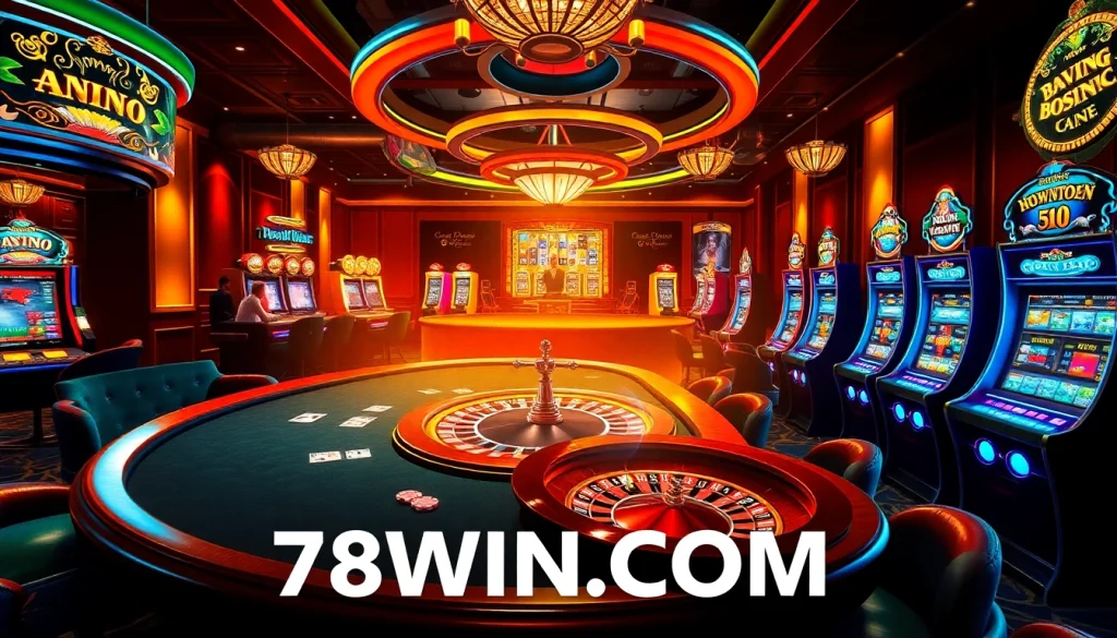 Experience the thrilling gameplay at 78WIN.COM with vibrant casino action on display.