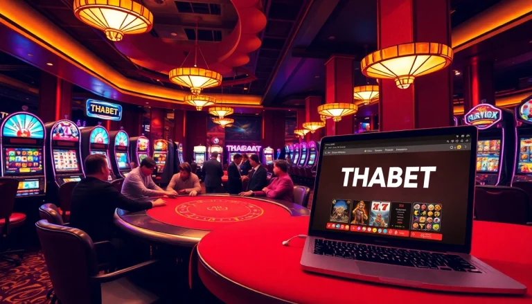 A strategic poker game in action at https://tha-bet.pro/, featuring luxurious casino decor and engaging players.