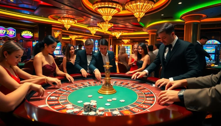 Experience the excitement of RR88 casino gaming with players engaged at a roulette table.