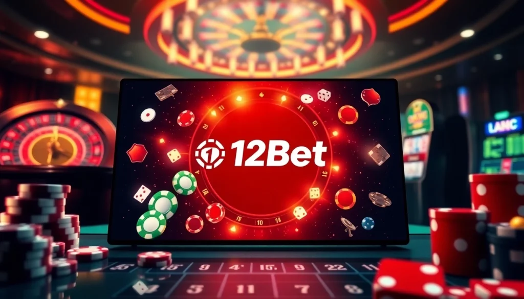 Experience the thrill of betting at 12bet with vibrant online gambling visuals.