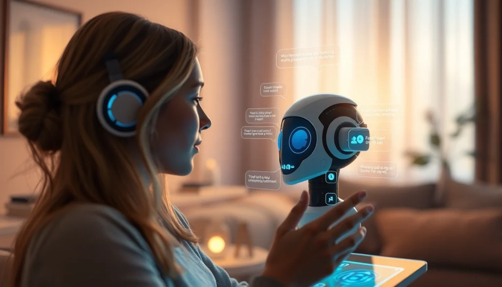 Engaging AI sex chat experience with a friendly digital interface and interactive character.