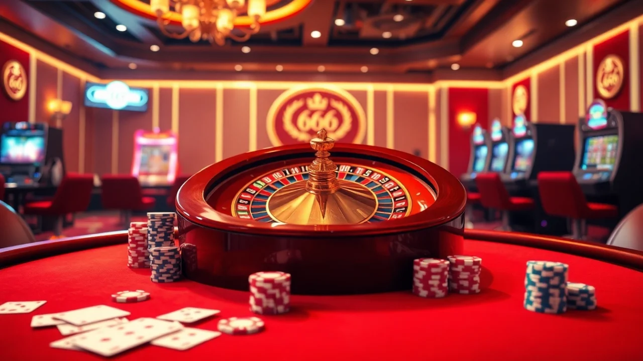 Experience thrilling gameplay at MB66.COM with exciting casino tables and vibrant roulette wheels.