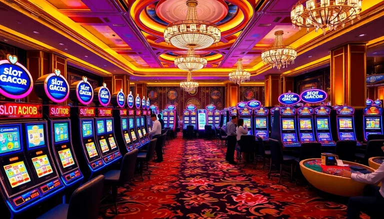 Players enjoying thrilling Slot Gacor machines in a luxurious casino setting filled with excitement.