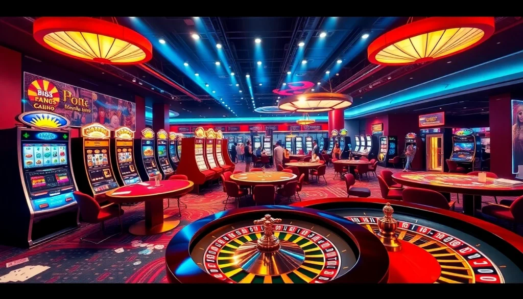 Players enjoying a thrilling gaming experience at hm88 online casino with vibrant slots and table games.