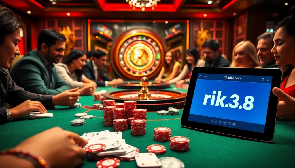 Engaging poker game scene with players and elements from rikvip368.com casino.