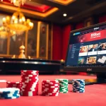 Exciting casino gaming scene showcasing 89bet with vibrant poker chips and roulette wheel.