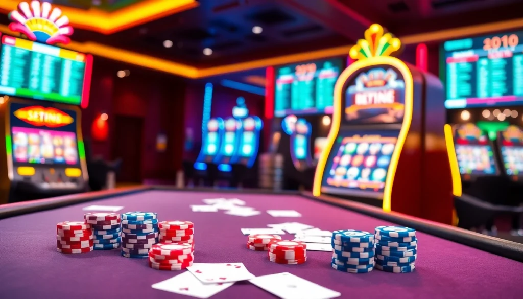 Engaging poker scene in a casino showcasing bet168 net with vibrant colors and excitement.