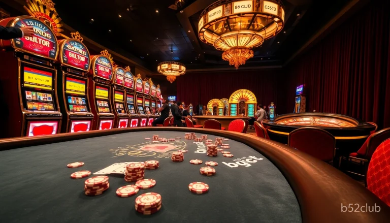 Experience the thrill at b52club with intense poker action and luxurious casino decor.