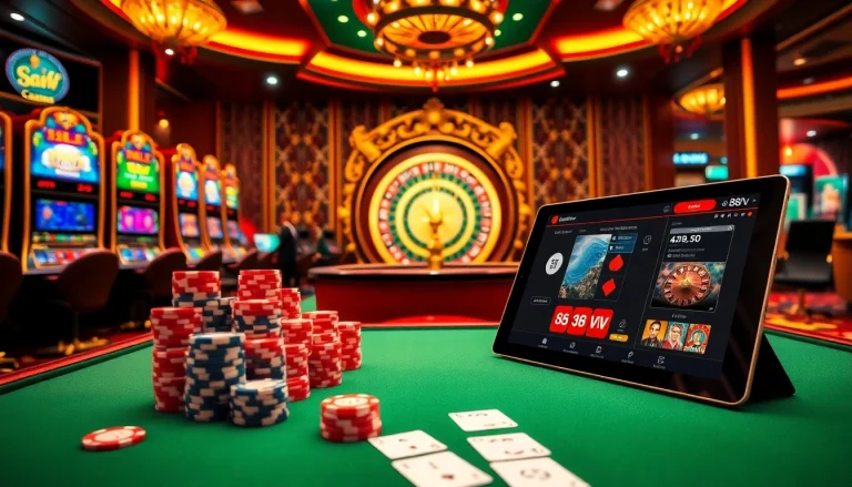 Exciting casino gaming experience featuring 88vv's poker and slot machines.