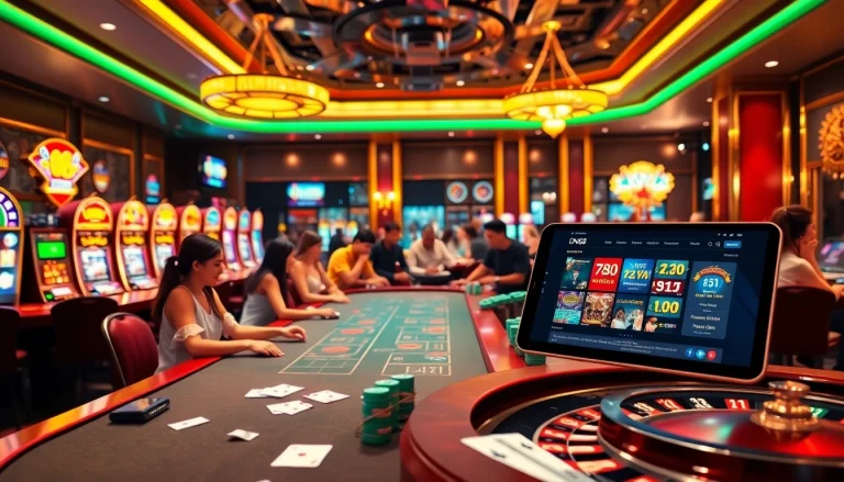 Dynamic gaming scene showcasing dn88 trang chủ with vibrant casino elements and players engaging in various games.