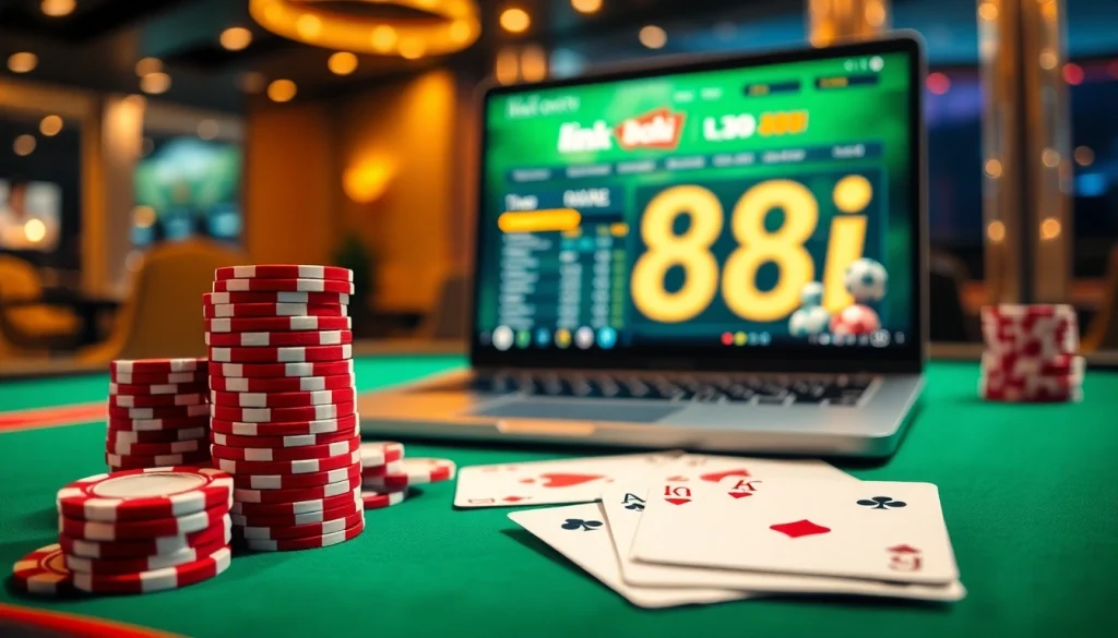 Experience thrilling gambling action with link 88i on an elegant online casino interface.
