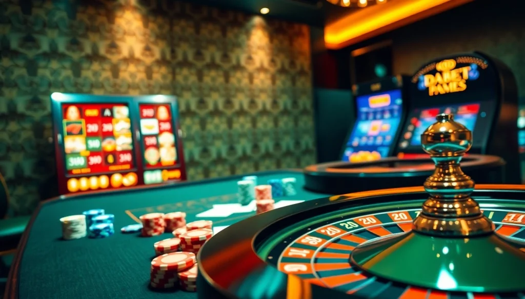 Players engaging in an exciting game at https://dabet.homes with vibrant chips and card games.