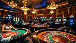 Experience high-stakes gaming at KJC.AC casino with players enjoying Blackjack and Roulette.