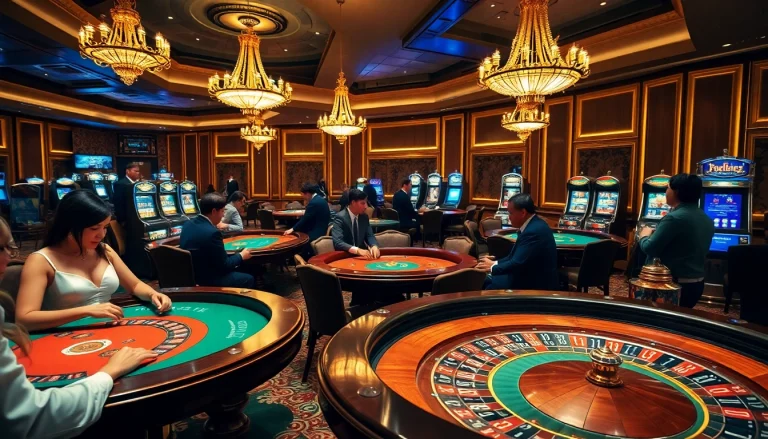Experience high-stakes gaming at KJC.AC casino with players enjoying Blackjack and Roulette.