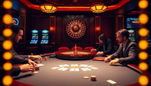 Excited gamblers place bets at a luxurious MK8-themed poker table in this vibrant casino scene.