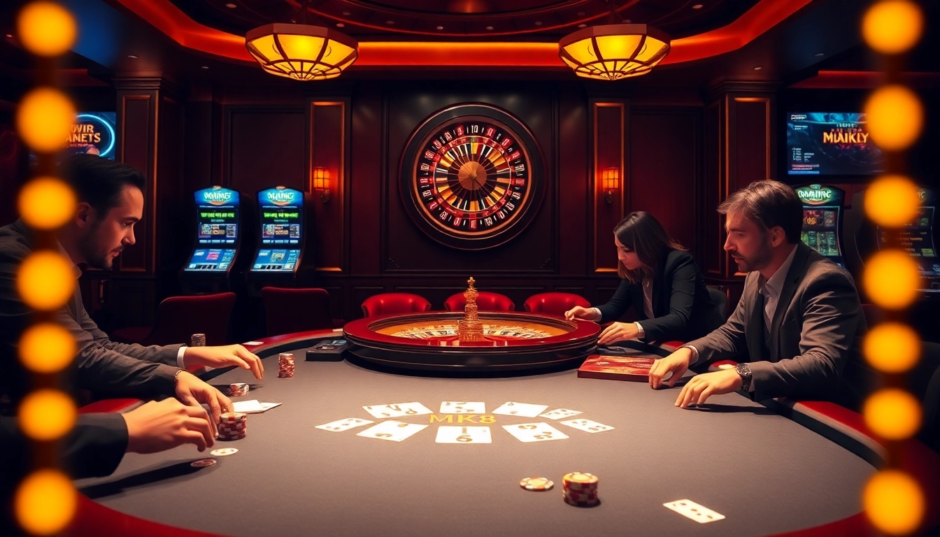 Excited gamblers place bets at a luxurious MK8-themed poker table in this vibrant casino scene.