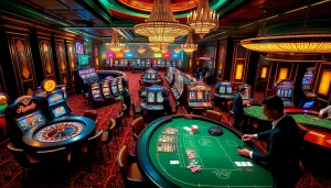 Players celebrating wins at a luxury casino with vibrant slot machines at https://s801.online/ for thrilling gambling experiences.