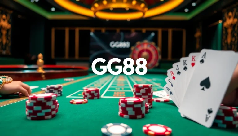 Players experiencing the excitement of GG88 casino games at a luxurious gaming table.