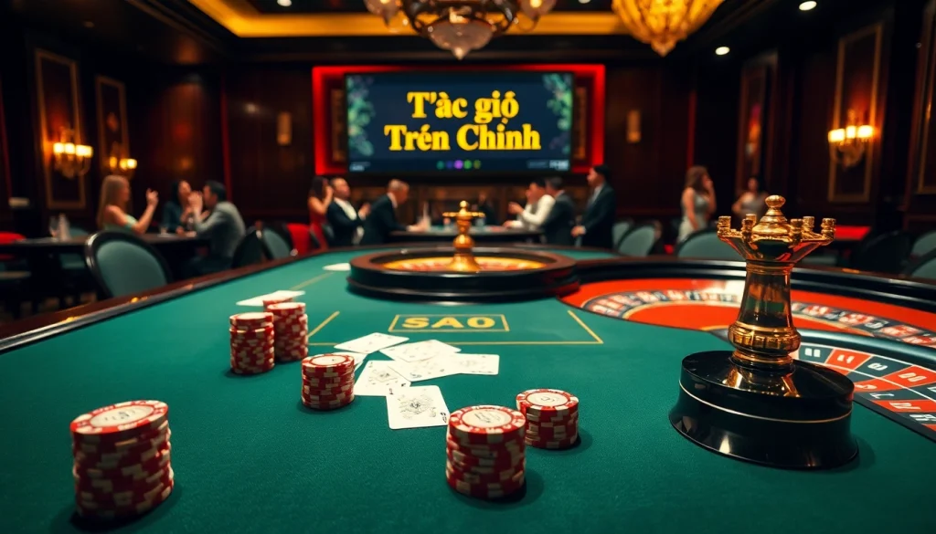 Tác giả Trần Chinh providing insights at an elegant casino table with poker chips and playing cards.