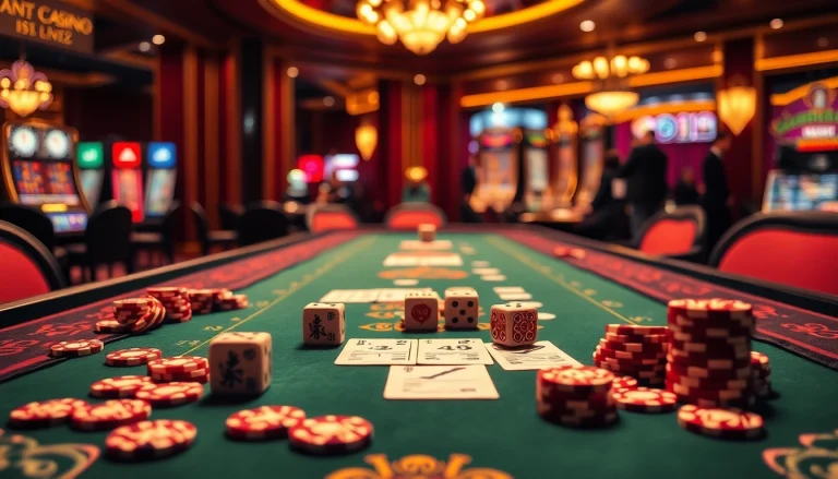 Players actively enjoying Win79 tài xỉu at a luxurious casino table with vibrant betting slips.