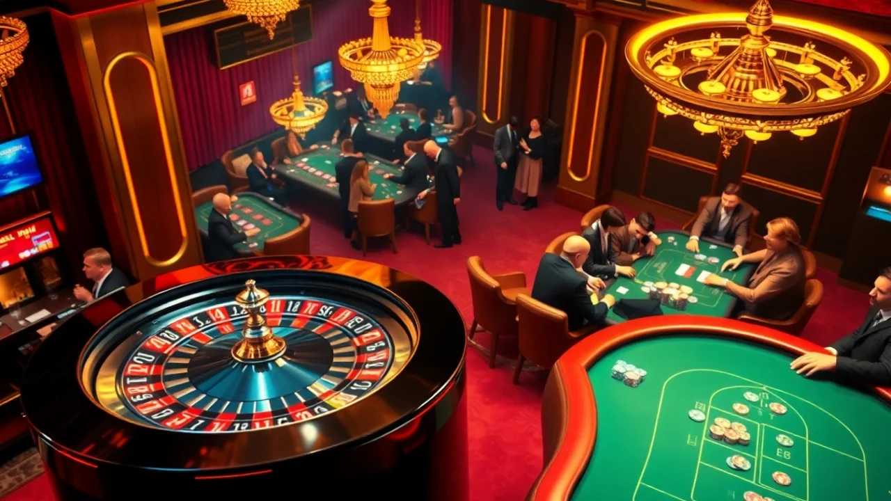Enjoy the thrills of af88 casino games with players engaged at roulette and poker tables.