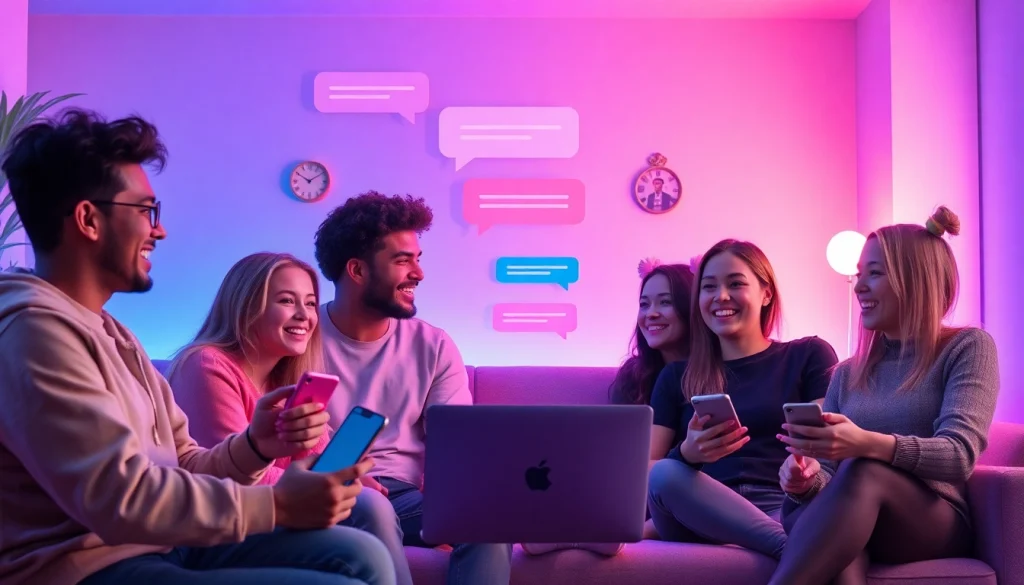 Engaging characters participating in vibrant sexchat online conversations in a friendly digital environment.