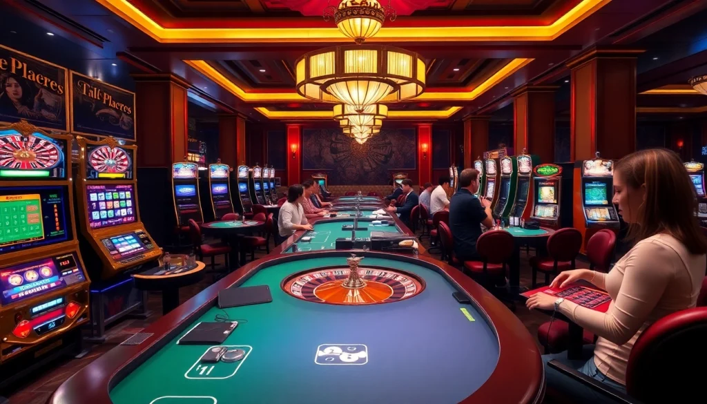 Experience high-stakes gaming at dom88.us.com with vibrant casino tables and eager players.