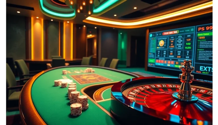 Experience high-stakes excitement at PS 99 casino with vibrant gaming tables and luxury atmosphere.